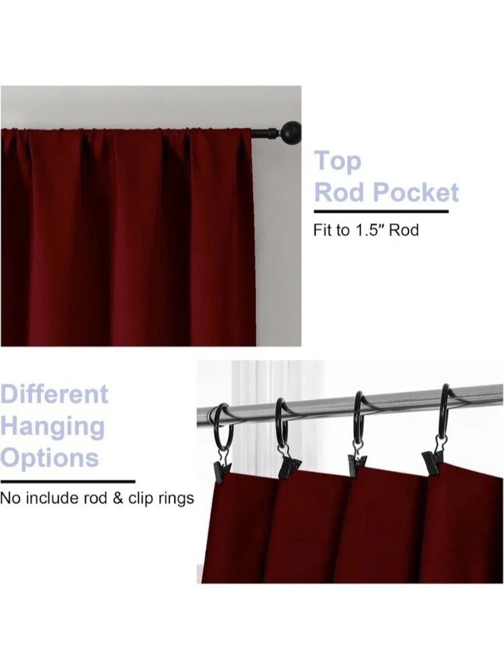 Simplebrand blackout curtains In Red 40”x96”  2 Panels
